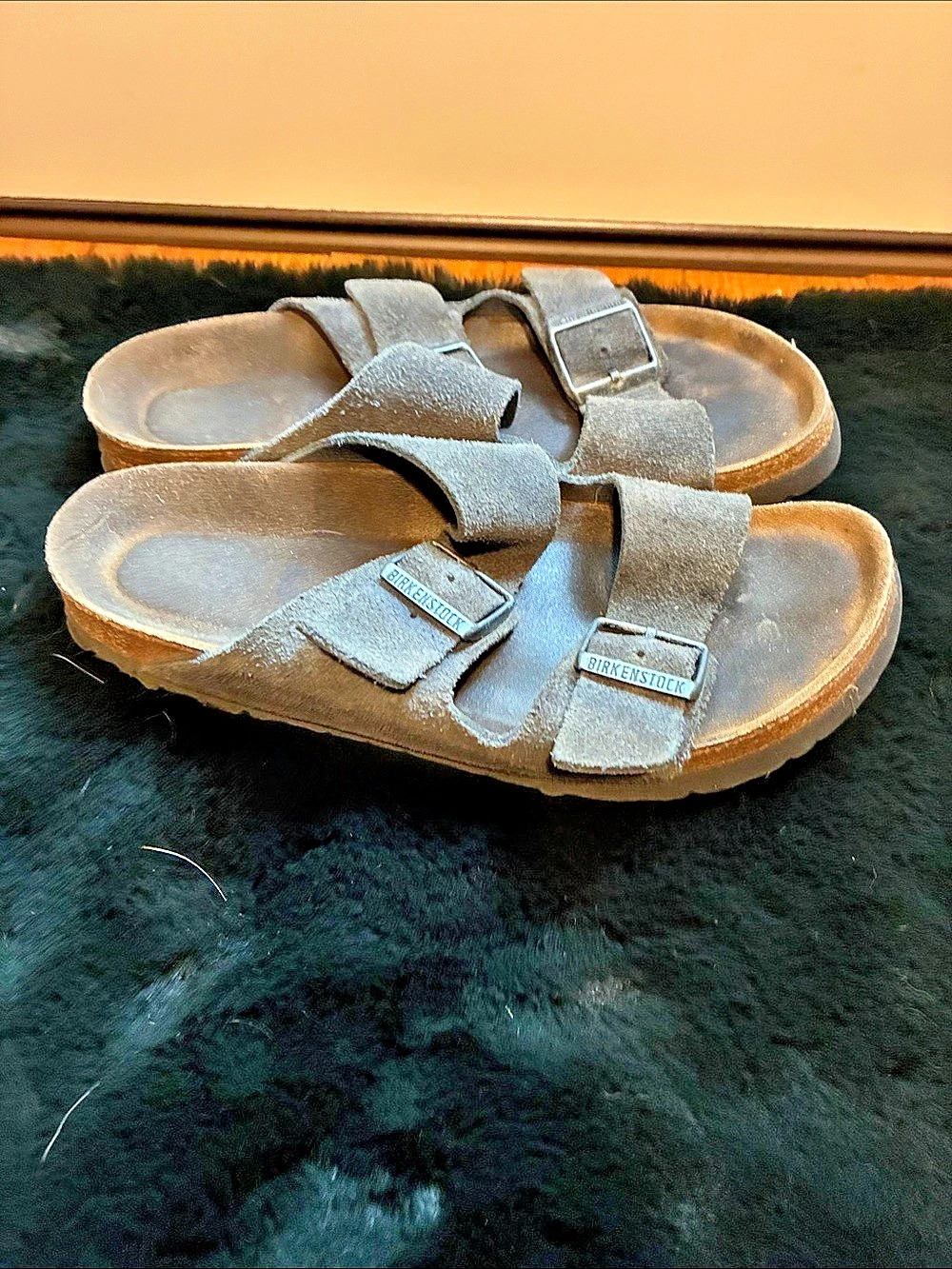 Birkenstock Arizona Suede Leather Sandals Gray & Brown